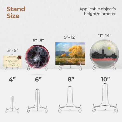 TR-LIFE 6 Inch Plate Holder Display Stand, 2 Pack Metal Easel for Picture Frames, Decorative Plates