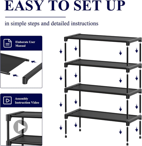 Closet, Kitsure Shoe Rack - Non-Woven Shoe Rack Shelf, Shoe Organizer for Entryway, Garage & Corridor, Stackable Shoe