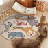 Poowe Rug,47.2" Cute Animals Kids Room Round Washable Area Rugs Rabbit Rug Nursery Rug for Baby Boys Girls Play Mat