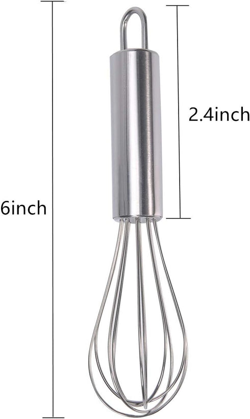 Stainless Steel Small Whisk, Handy 6-Inch Tool for Cheese, Coffee, and Eggs