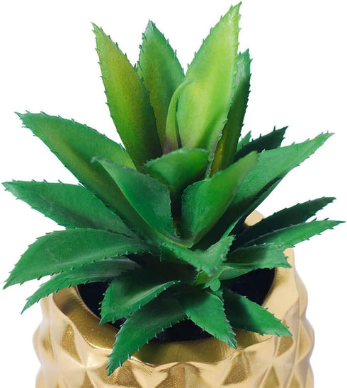 Artificial Succulent Pineapple Room Decor - House Greenery for Hotel, Restaurant, Home Office Kitchen Table (01 Gold)
