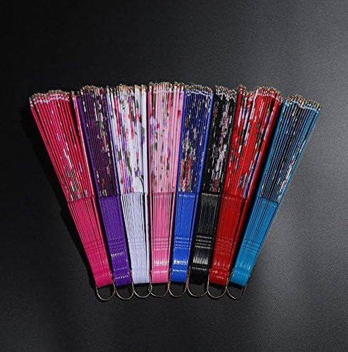 BABEYOND 8pcs Floral Folding Hand Fan, Vintage Handheld Lace Folding Fan with Different Flower Patterns for Wedding