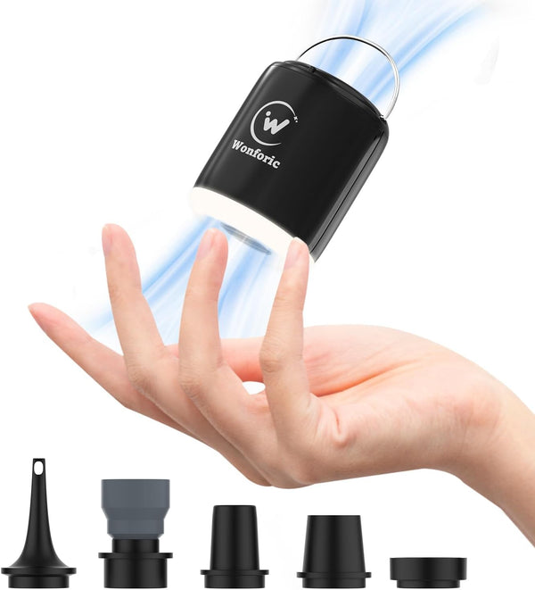Portable Air Pump for Inflatables, Wonforic Ultra-Mini Electric Pump with Camping Lantern and Magnetic Design