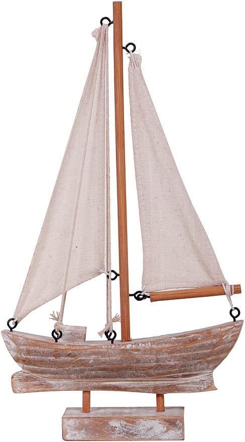 Wooden Sailboat Small Nautical Sail Boat Decor Coastal Beach Themed Ornaments for