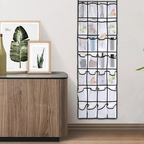 Pocket Shoe Organizer, 28 Pocket Door Hanging Shoe Rack for Closet, White (Size: 68.5x20.88inch)