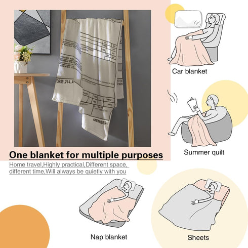 CowBey 214 Cozy 60x50 Inch DD Form Throw Blanket Veterans Blanket Gifts for Retired Men Soft Fleece Blanket Gift