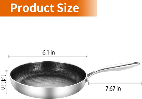 DELARLO 6-Inch Whole Body Tri-Ply Stainless Steel Mini Frying Pan, Oven Safe Induction Skillet, Detachable Handle