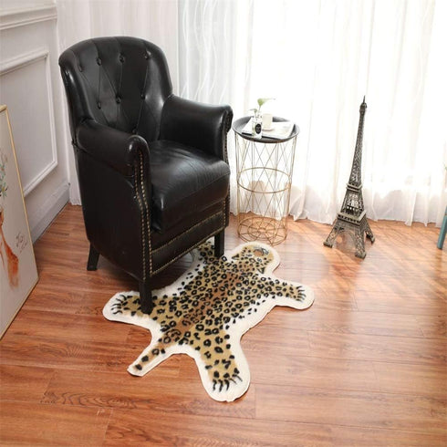 Leopard Print Rug, 2.7 W x 3.5 L Feet Faux Cowhide Skin Area Rug for Home Office, Livingroom, Bedroom