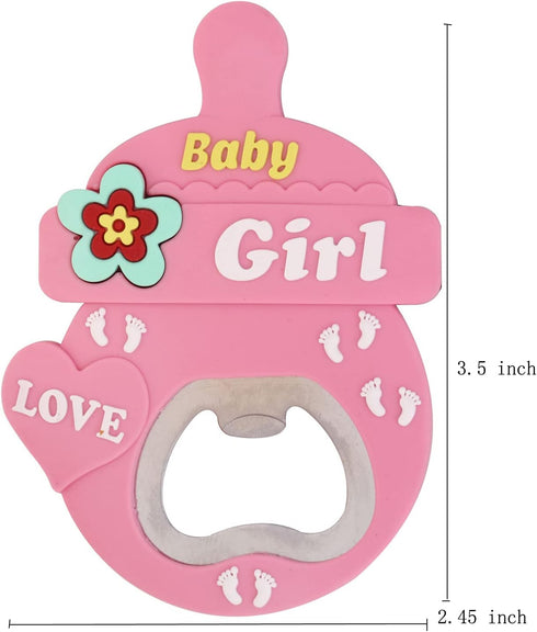 24 pcs Pink Bottle Opener Baby Shower Favor for Guest, PVC Metal Bottle Opener for Beer