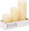 BASK Mottled Pillar Candles, Unscented Ivory Set of 3, Dripless, Smokeless for All Occasions