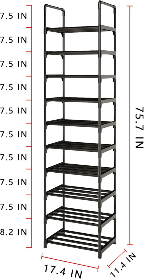 COAPUKT 10 20-25 Closet Tier Tall Shoe Rack Organizer Pairs Shoe Tower Shelf,Metal Shoe Storage,Lager Shoe Storage