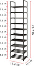 COAPUKT 10 20-25 Closet Tier Tall Shoe Rack Organizer Pairs Shoe Tower Shelf,Metal Shoe Storage,Lager Shoe Storage