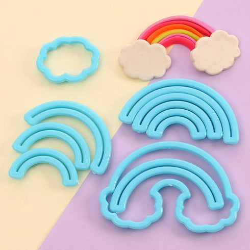 9Pcs Rainbow & Cloud Fondant Cutter Set, Cake Decorating Tools for Sugarcraft, Polymer Clay, Cookies, Biscuit Cutters