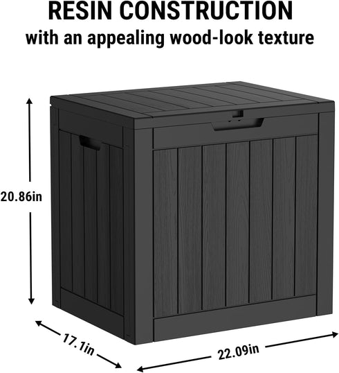 31 Mars Villa Gallon Deck Box, Waterproof Weatherproof and UV Resistant Resin Storage Bin with Lockable Lid