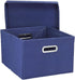 Household Essentials Fabric Storage Boxes with Lids and Handles, Blue