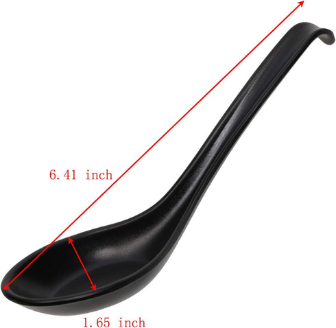 4 Pieces Black Soup Spoons, Japanese Spoons Soup, Plastic Soup Spoons, Rice Spoons, Chinese Wonton Soup Spoons