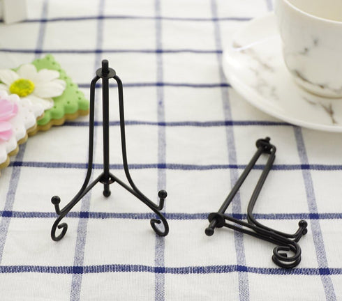 Artliving 3.5 Inch Black Mini Iron Stand Cookie Holder Display Easels, 4 Pack for Weddings, Birthday Party