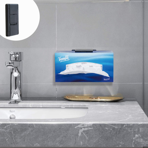 TFY Tissue Box Holder, Kitchen Wall Mount for Facial Tissues and Other Napkin Paper Boxes, Black