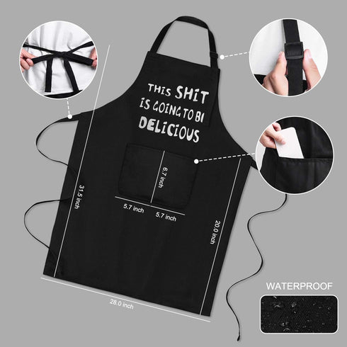 Aprons for Men, Funny Kitchen Cooking Apron, Perfect Husband Birthday Gift for BBQ, Baking, Father's Day