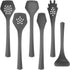 DFACKTO Heavy Duty Kitchen Utensils Set, 6 pc Nonstick Nylon, High Heat Resistant for Cooking (Gray)