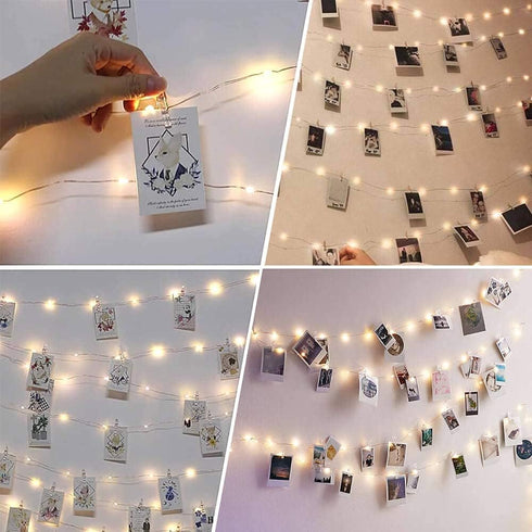 BRYUBR 33Ft 100LED 50 Photo Clip String Light - Fairy Lights with Clips for Pictures With Timer, Photo Light with Clear