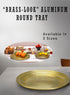 12" Serene Spaces Living Brass-Look Aluminum Round Tray, Handcrafted in India, Decorative Vanity Tray, Organizer