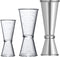 Double Clear Plastic and Stainless Steel Jigger, Set of 3, Cocktail Measuring Shot Glasses for Bar Party