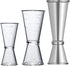 Double Clear Plastic and Stainless Steel Jigger, Set of 3, Cocktail Measuring Shot Glasses for Bar Party