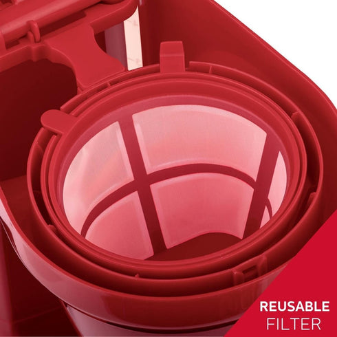 Holstein Housewares 5 Cup Drip Coffee Maker, User Friendly with Permanent Filter, Borosilicate Glass Carafe, Red