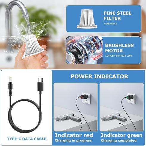 Wireless Handheld Car Vacuum Cleaner and Blower, 12000PA Strong Suction Cordless Vacuum