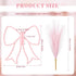 2 Weysat Pcs Pink Bow Wall Decor Boho Nursery Metal Decoration with Artificial Pampas Wall Art Hanging Planters