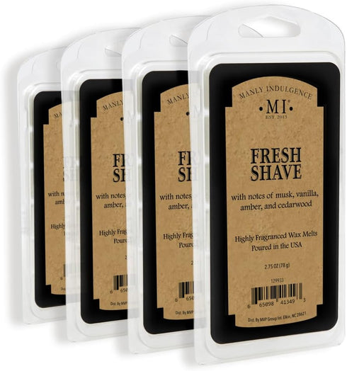 Manly Indulgence Fresh Shave Scented Wax Melts, Wax Melt Warmer Cubes, Long
