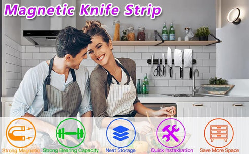 Magnetic Knife Strips, 15 Inch Set of 2, Kitchen Utensil Holder, Knife Storage Rack, Multipurpose Tool Holder