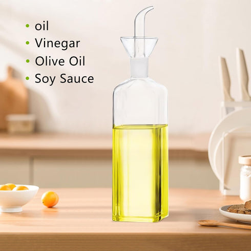 Olive Oil Dispenser Bottle, Glass Oil Bottle for Kitchen or BBQ, 17oz Vinaigrette Oil Cruet