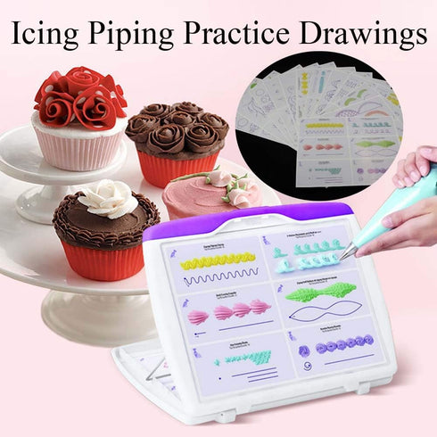 Icing Piping Nozzles Practice Drawings, Cake Pastry Beginner Practice Paper for Fondant Decorating, 23 Patterns