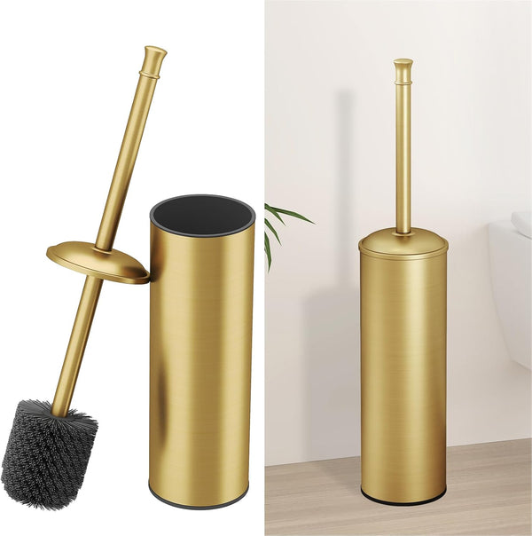 BESy Toilet Brush and Holder, Toilet Cleaner Bowl Set with Two Brush