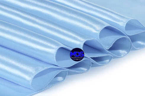 MDS 10 PCS Satin Table Runners, 12 x 108 Inch Charmeuse Sateen Silk for Wedding Reception, Baby Blue