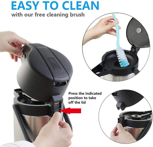 3L/102 Oz Thermal Airpot Coffee Dispenser with Pump, Insulated Stainless Steel Carafe for Hot/Cold Water and Coffee