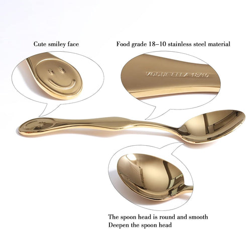Premium Smiley Face Stainless Steel Dinner Spoon, Perfect for Soup, Coffee, Tea Delights (1 Gold, 1 Silver)
