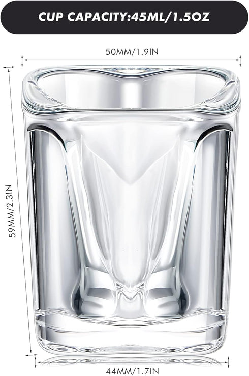 12 Set 1.5 oz Suclain Pieces Hearted Shaped Shot Glasses Valentine's Day Shot Glass Clear Cute wine Glasses with Base