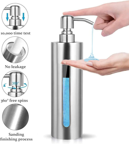 BabyElf Hand Soap Pump Dispenser for Bathroom, Stainless Steel Dish Soap Dispenser for Kitchen, 7oz/200ML