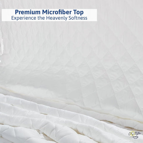 400 21 Inch Cottington Lane GSM Full Size Waterproof Quilted Mattress Pad Protector, Soft Microfiber Mattress Topper