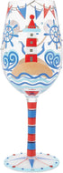 Enesco Lolita Designs Nautical Light House Hand-Painted Artisan Wine Glass, 15 Ounce, Multicolor