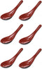 JapanBargain 2384, Set of 6 Black and Red Soup Spoons, Japanese and Chinese Rice Spoons
