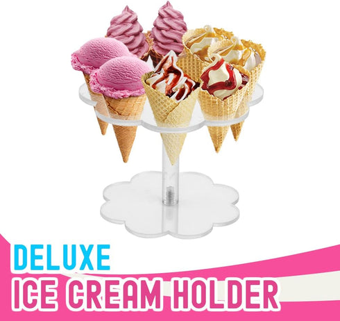 Ice Cream Cone Holder Stand with 8 Holes Capacity, Clear Acrylic Waffle Cone Holder