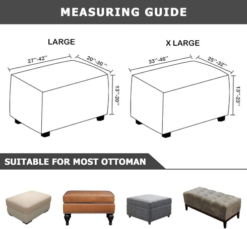 Ottoman Cover, Stretch Rectangle Velvet Ottoman Slipcovers of Foot Stool for Living Room, Folding Storage Furniture