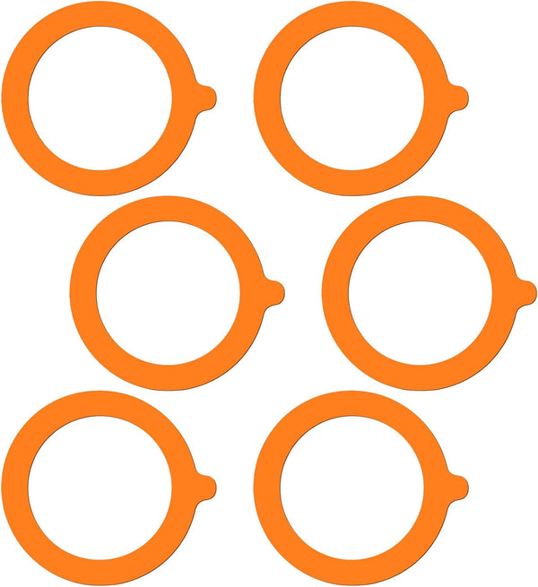6 Pcs Airtight Rubber Seals Rings for Glass Jars, Leak-proof Silicone Replacement Gasket - 3.7 Inches (Orange)