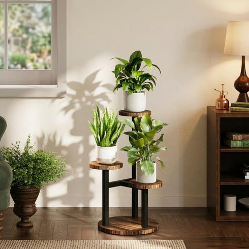 3 Bamworld Corner Plant Stand Indoor Metal Wood Plant Shelf Outdoor Tall Plant Stands Plant Tables Indoor Plant Rack