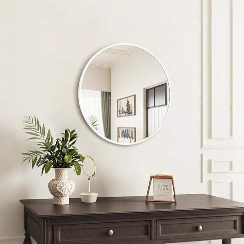 20 inch Fabuday White Round Mirror for Wall - Circle Mirror for Bathroom, Entryway, Living Room, Hallway, Bedroom