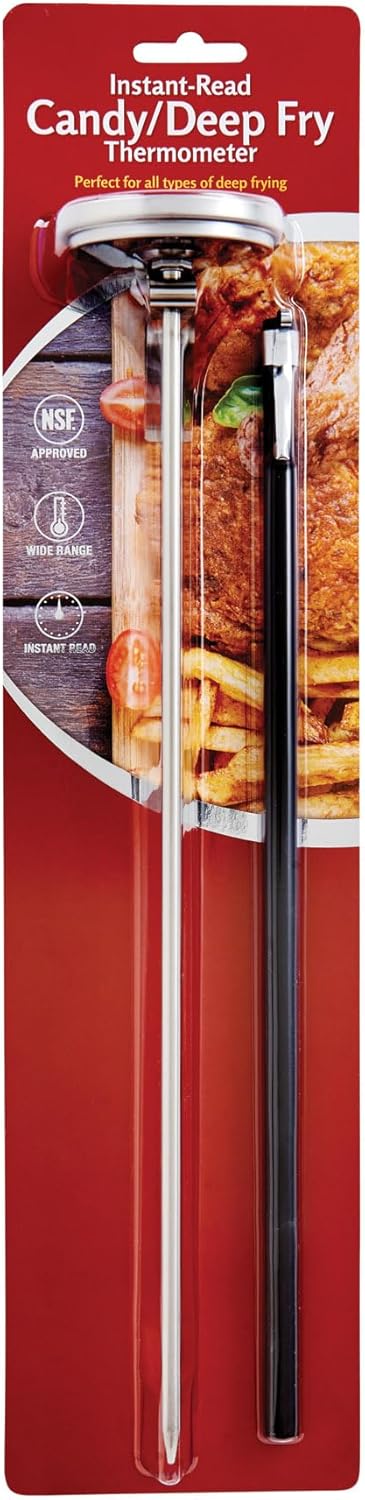 HIC Kitchen Large Easy-Read Face Roasting Deep Fry Candy Jelly Thermometer, Stainless Steel Stem with Sheath